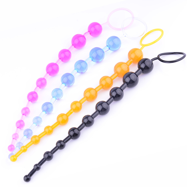 Colorful anal beads butt plug 10 beads pulling anal toy for men and women
