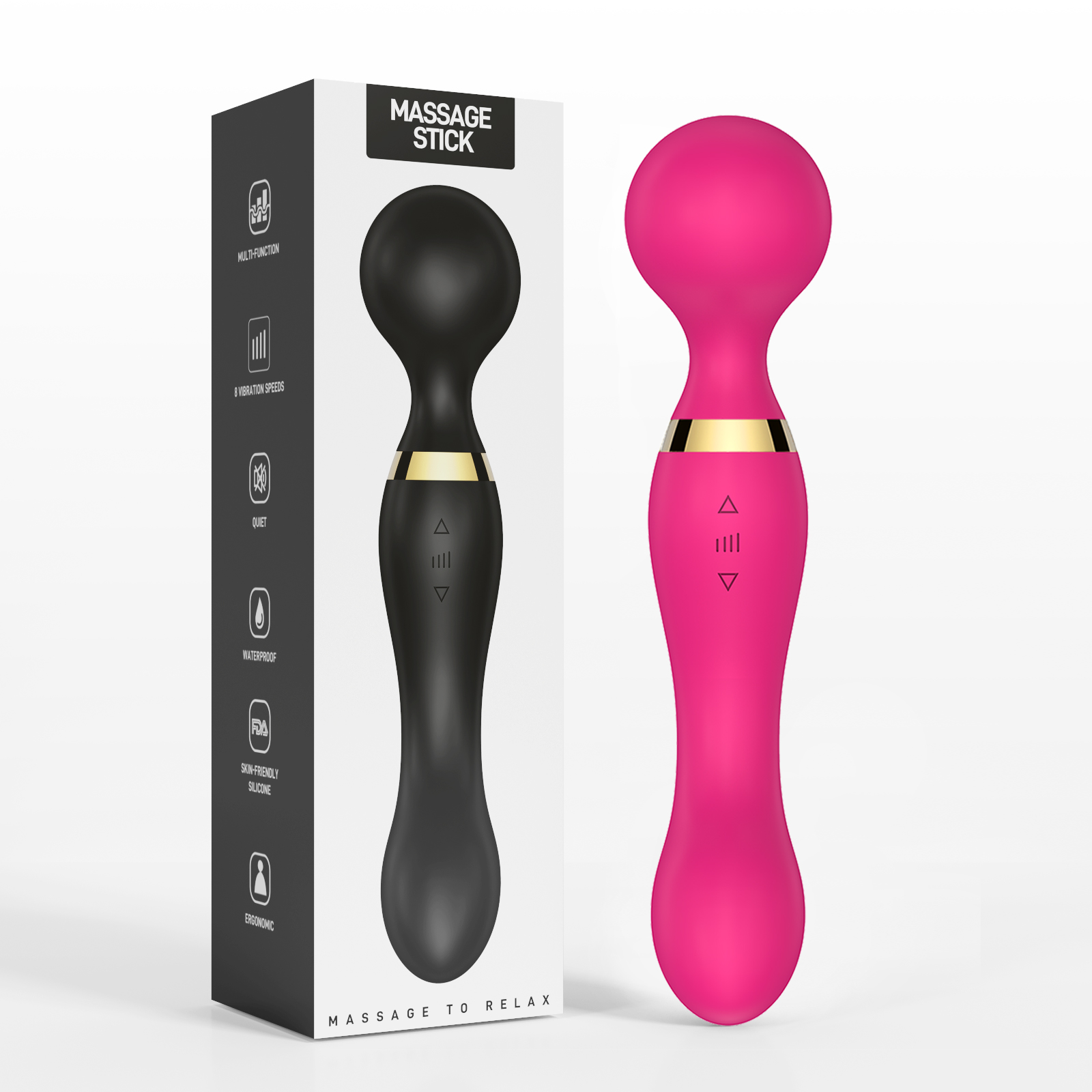 Double-Headed Vibrating Wand - Multi-Frequency AV Vibrator for Women