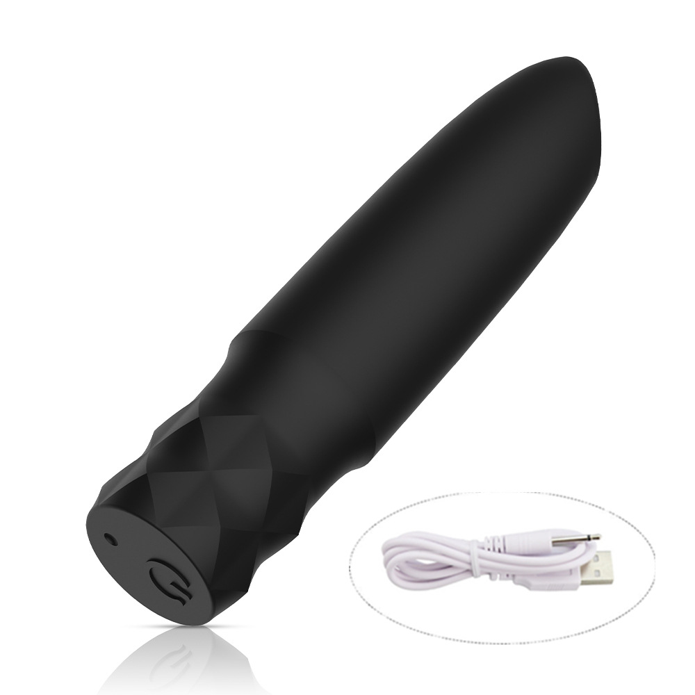 Rechargeable Silicone Bullet Lipstick Vibrator-Black