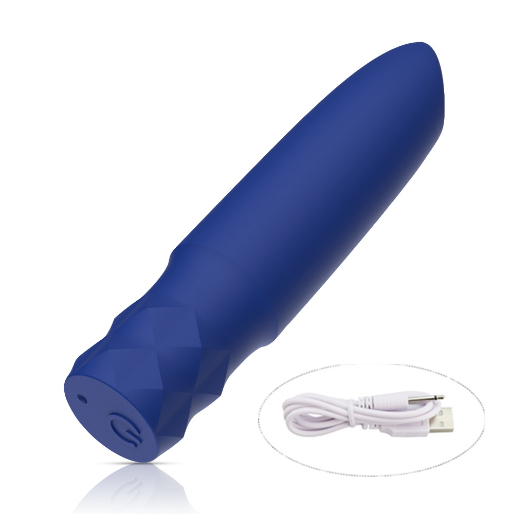 Rechargeable Silicone Bullet Lipstick Vibrator-Blue