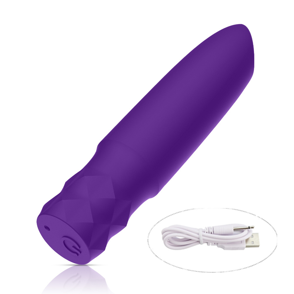 Rechargeable Silicone Bullet Lipstick Vibrator-Purple