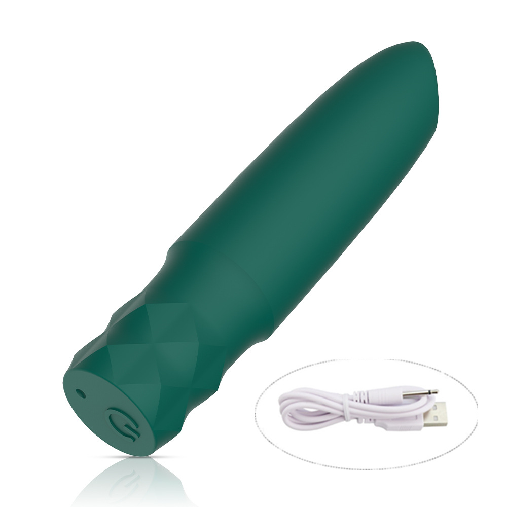 Rechargeable Silicone Bullet Lipstick Vibrator-Green