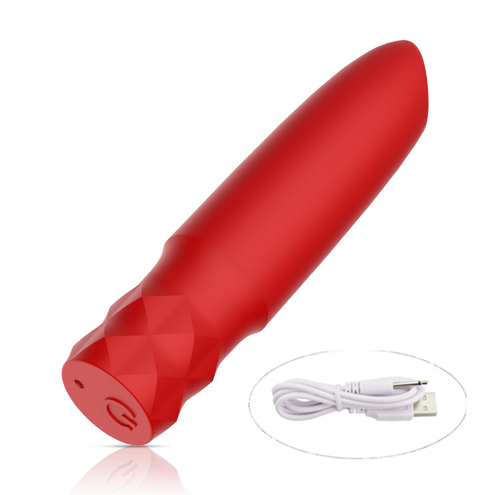 Rechargeable Silicone Bullet Lipstick Vibrator-Red