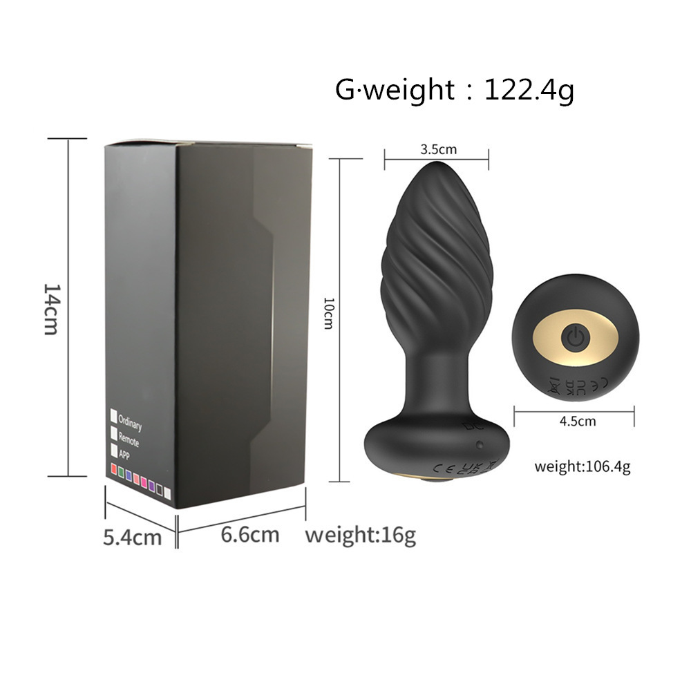 Remote-Controlled APP Wireless Vibrating Silicone Butt Plug with Textured Spiral Design - Adjustable Frequency for Anal Play