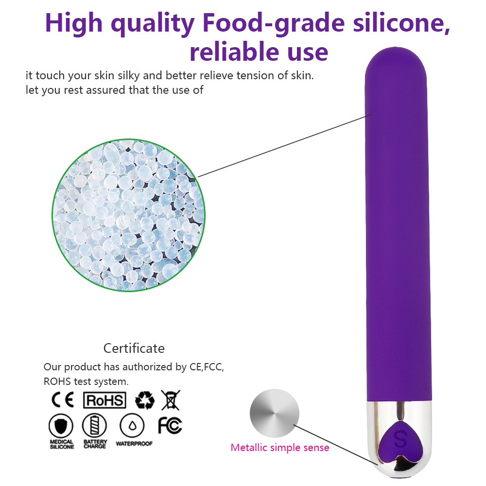 Rechargeable Long Bullet Vibrator for Women 10 Frequency Powerful Massage Wand