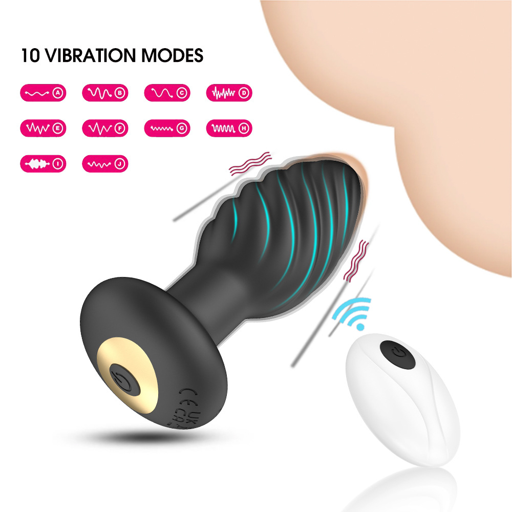 Remote-Controlled APP Wireless Vibrating Silicone Butt Plug with Textured Spiral Design - Adjustable Frequency for Anal Play