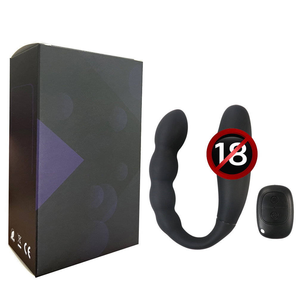 Rechargeable U-Shaped Dual-Head Vibrating Silicone Anal Beads Remote-Controlled Dildo Massager