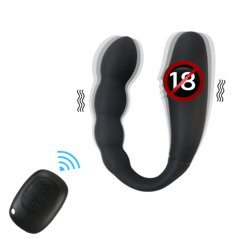 Rechargeable U-Shaped Dual-Head Vibrating Silicone Anal Beads Remote-Controlled Dildo Massager
