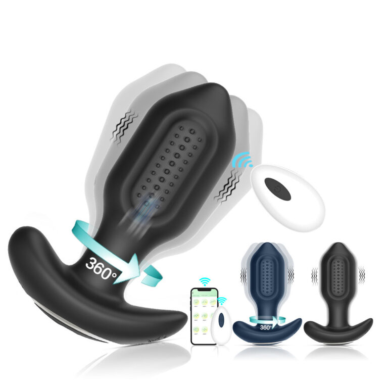 APP Remote-Controlled Rotating and Vibrating Silicone Anal Plug with Swing Function