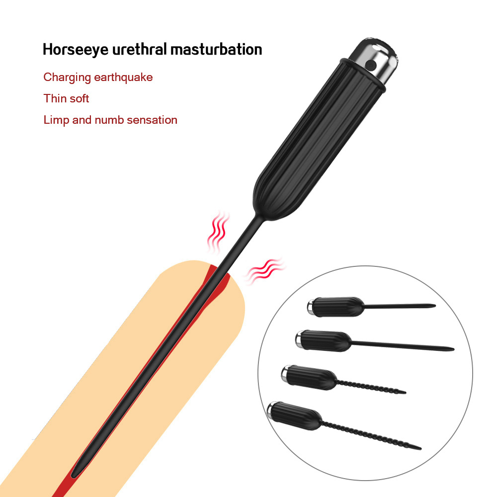10-Frequency Rechargeable Male Urethral Vibrator, Bullet Design Prostate Massager for Men