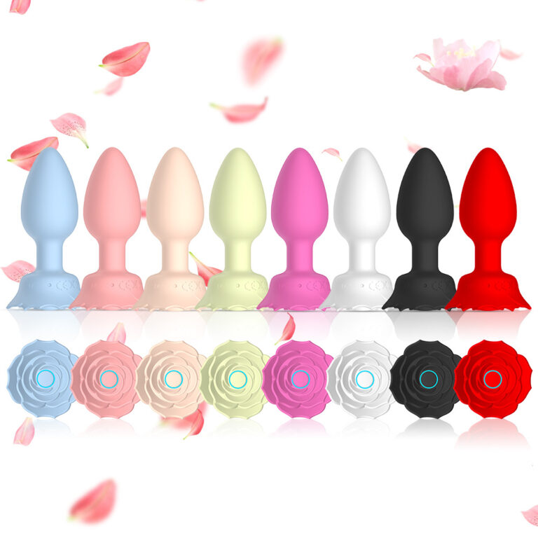 Rechargeable Rose-Shaped Silicone Anal Plug for Women – APP and Remote-Controlled Options for Solo Play