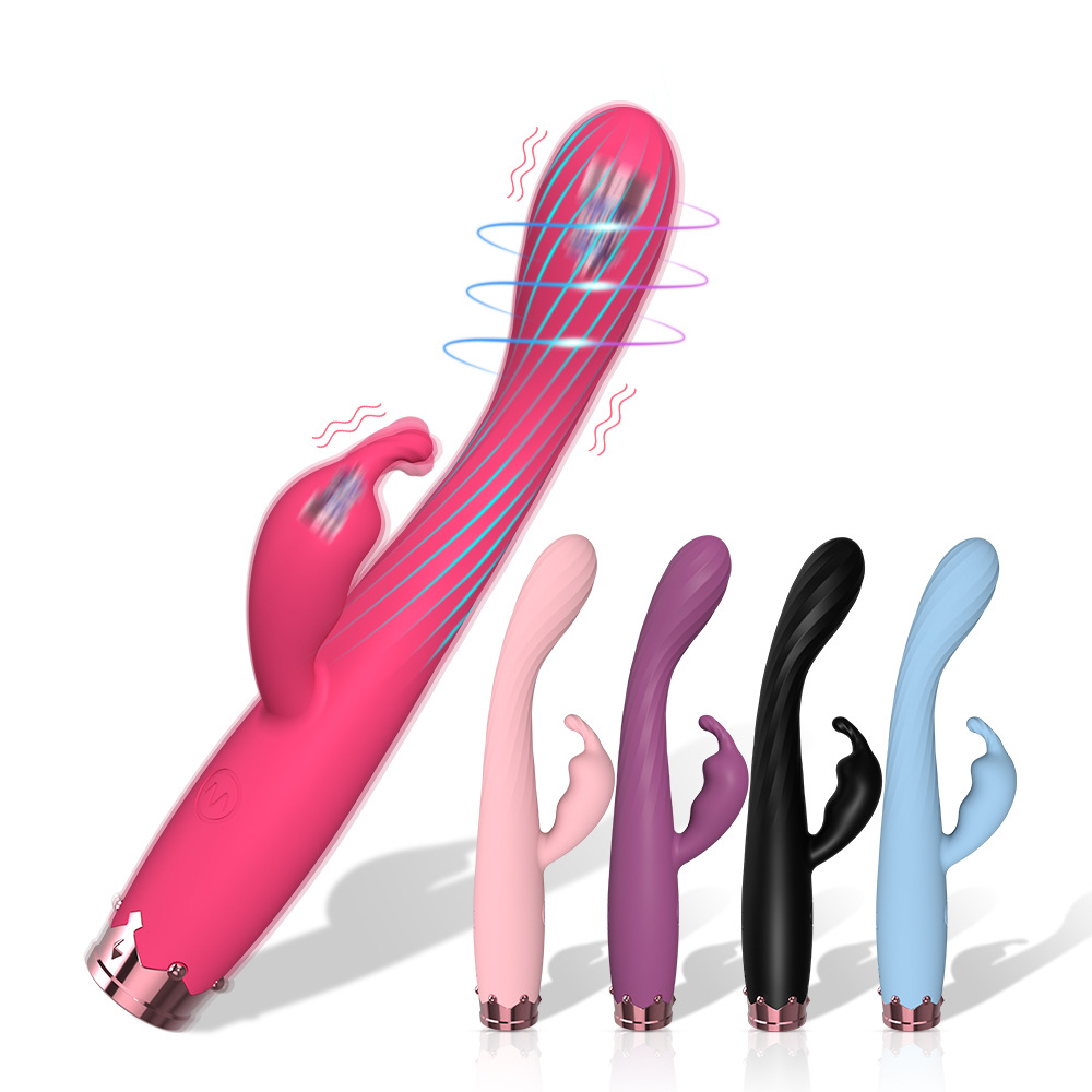 Rechargeable Dual-Vibration Wand Massager for Women – G-Spot, C-Spot & U-Spot Stimulation with Ribbed Texture