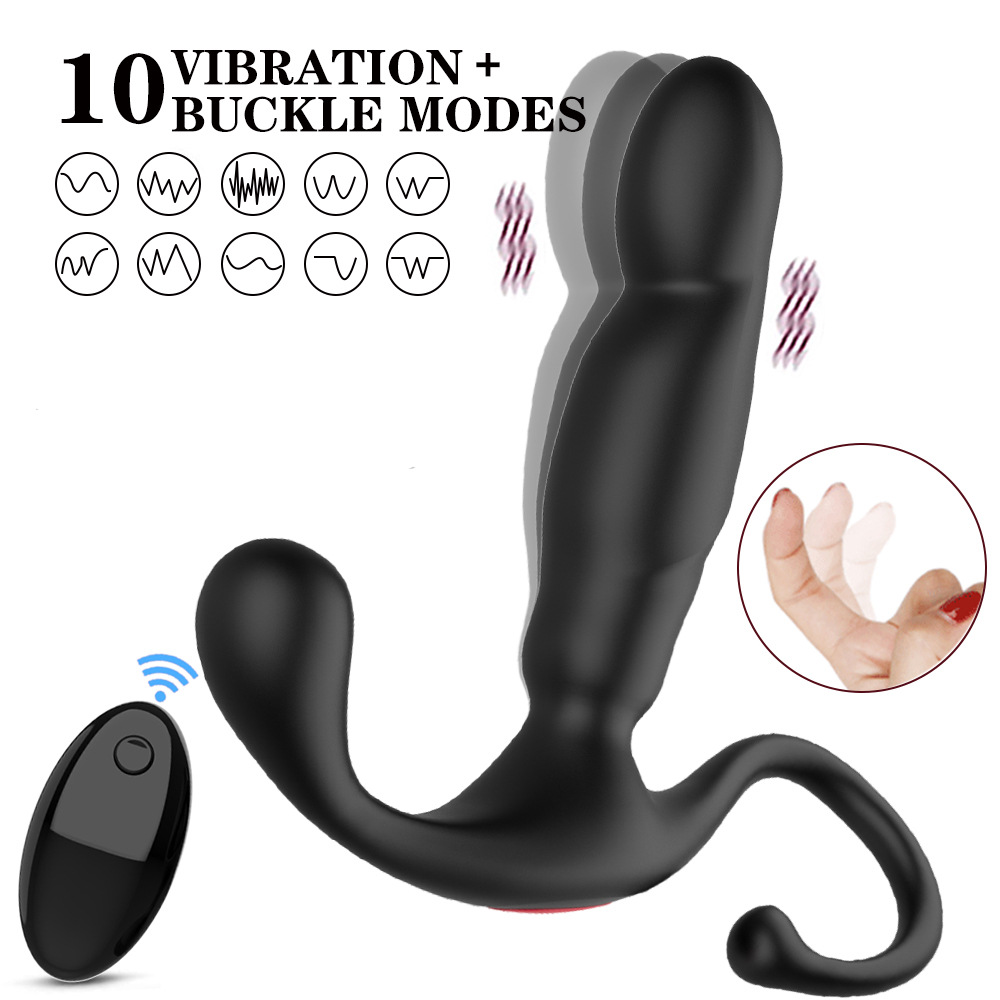 Wireless Remote Control Prostate Massager with Thrusting and Vibrating Functions, Silicone Anal Plug for Men
