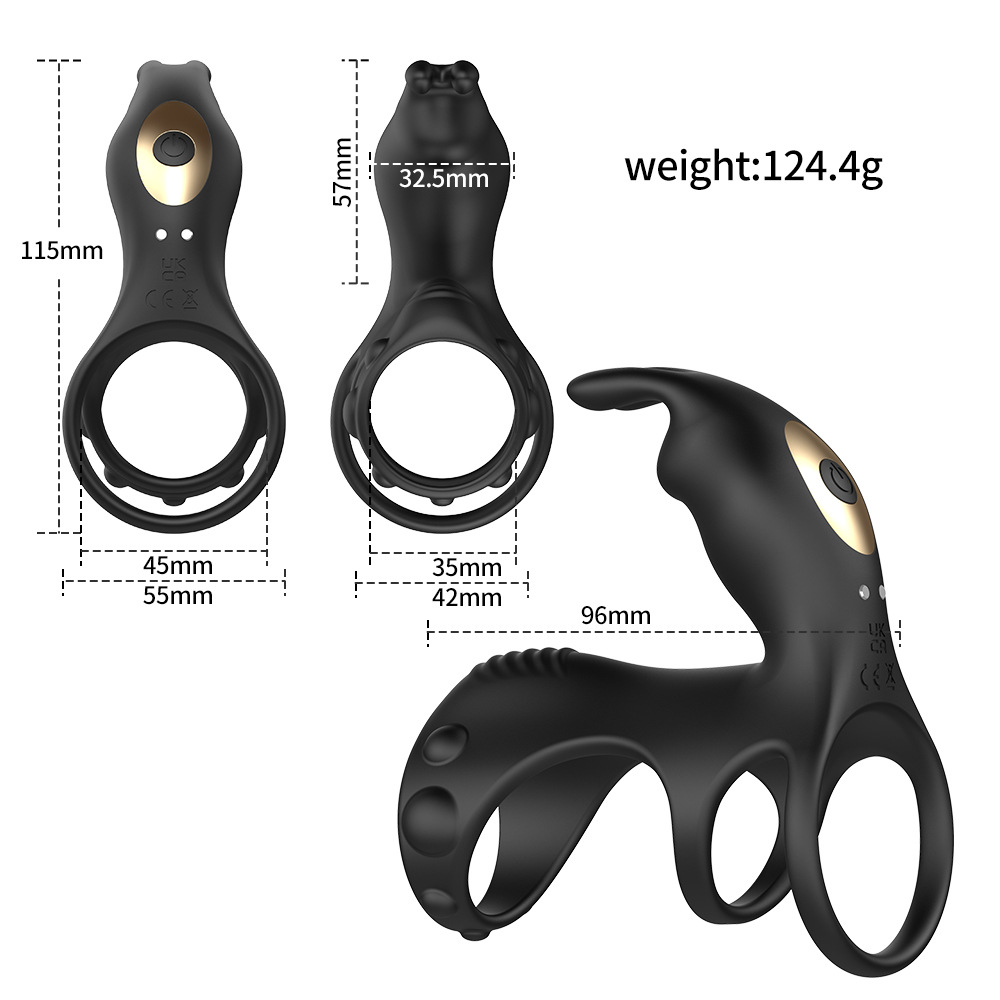 Wireless APP-Controlled Triple-Ring Dual-Motor Vibrating Cock Ring Set