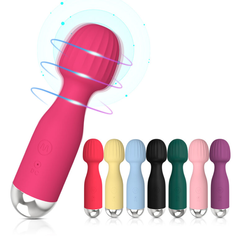 Rechargeable Mini Rippled Powerful Vibrating AV Wand Massager for Women