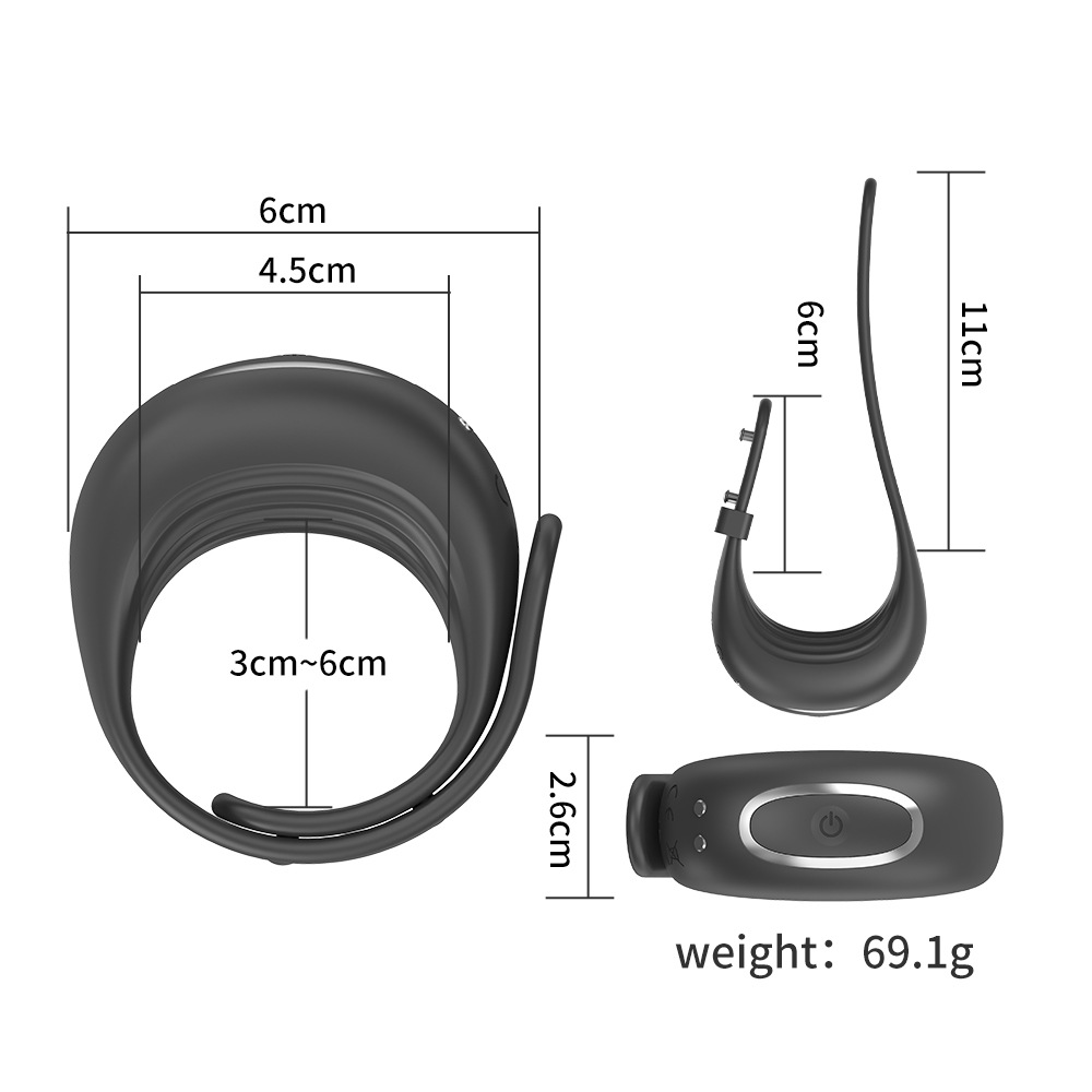Rechargeable Adjustable Strap Vibrating Delay Cock Ring with App and Remote Control