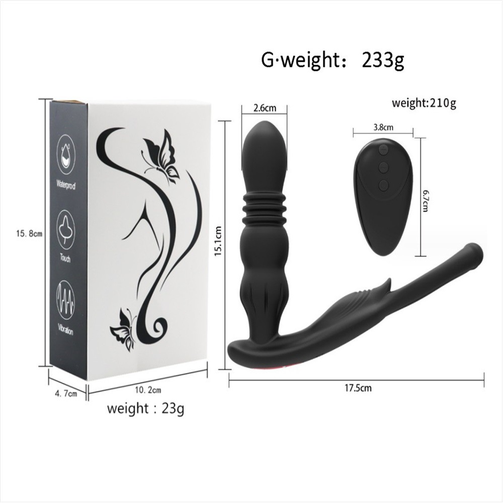 Rechargeable Retractable Silicone Anal Plug with Testicle Clamp – Prostate Massager for Men