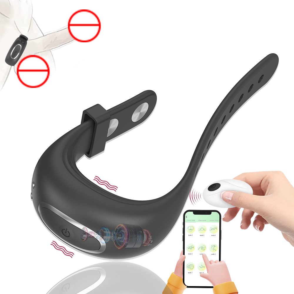 Rechargeable Adjustable Strap Vibrating Delay Cock Ring with App and Remote Control