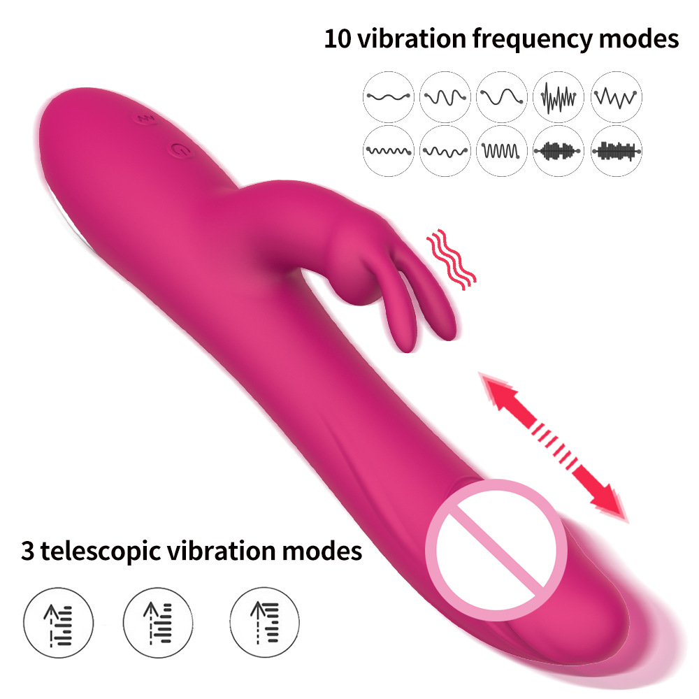 Rechargeable Rabbit Vibrator for Women Dual Motor G-Spot and Clitoral Stimulator Stretchable Vibrating Massager