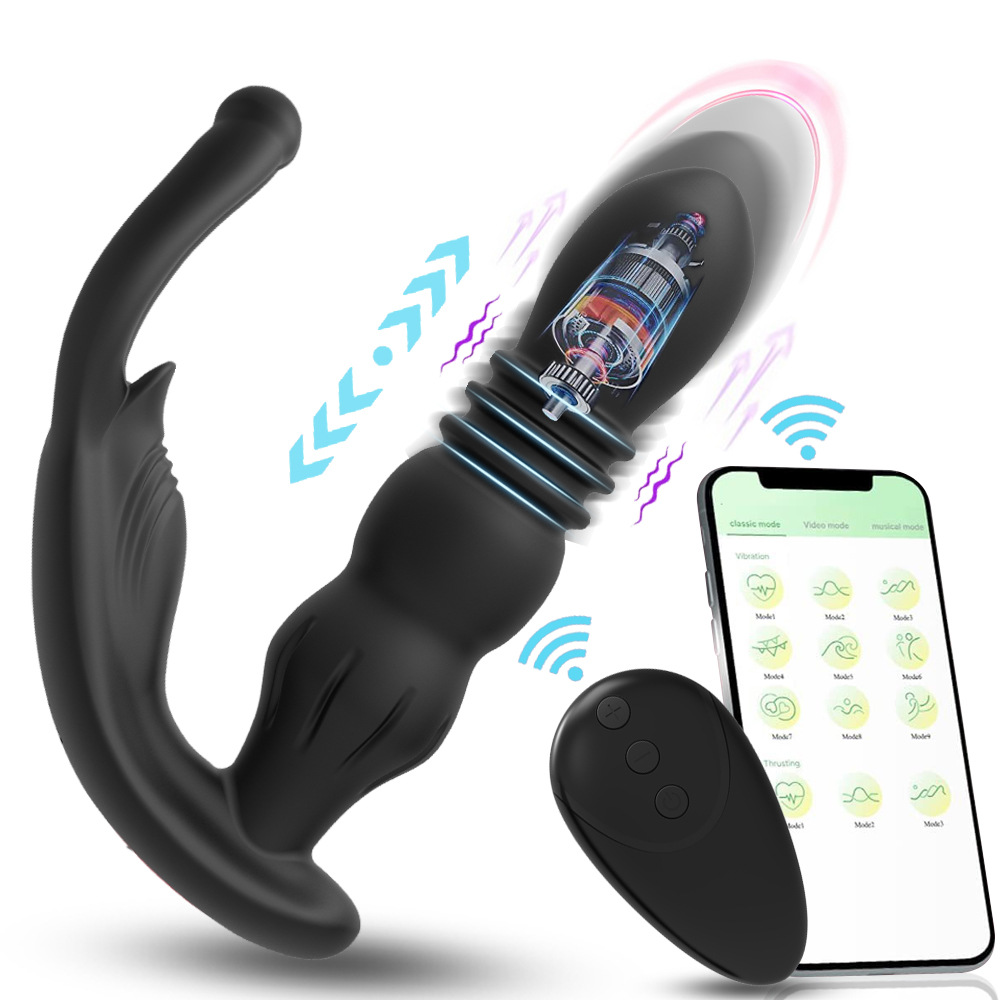 Rechargeable Retractable Silicone Anal Plug with Testicle Clamp – Prostate Massager for Men