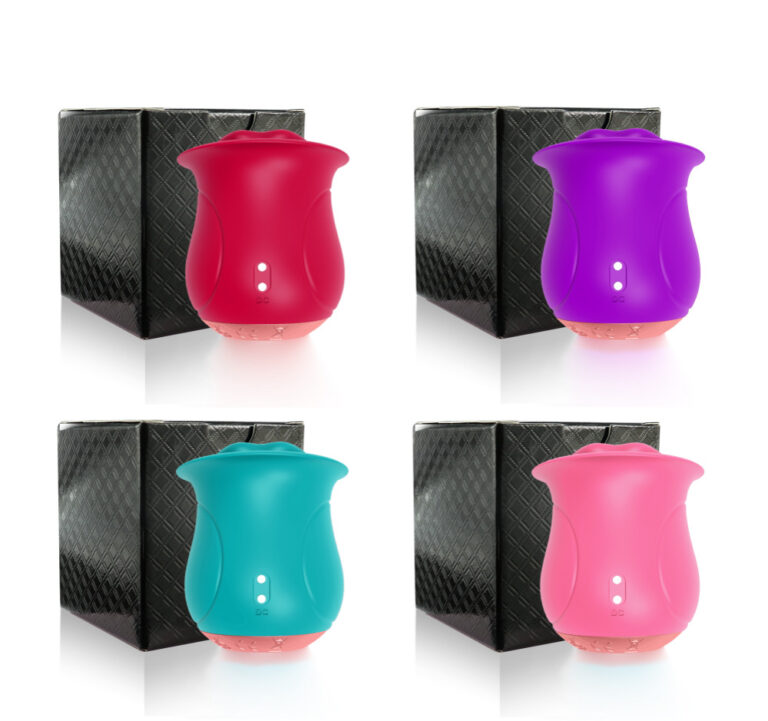 Rose-Shaped Vibrating Egg with Tongue and Mouth Simulation, Suction, and Vibration for Clitoral and Nipple Stimulation