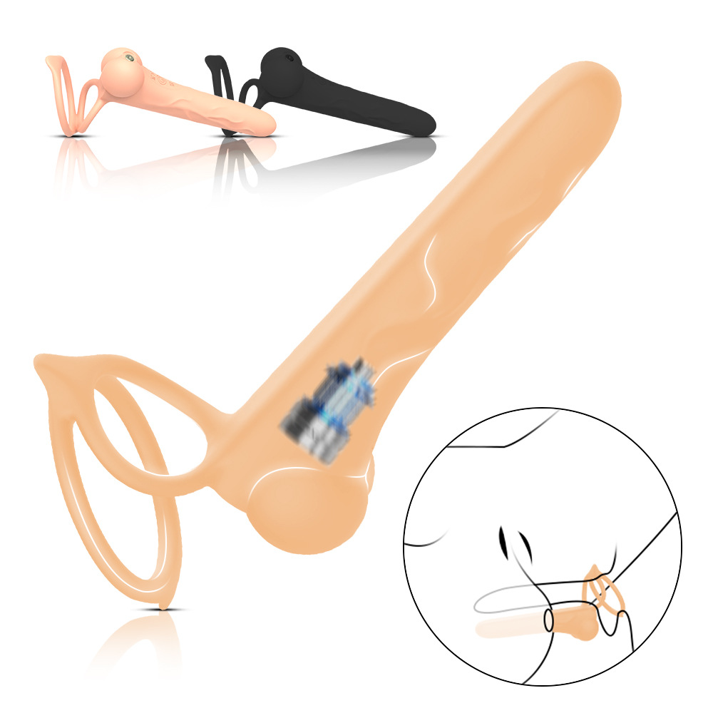 Men's Double Ring Delay Vibrating Cock Ring for Prolonged Stimulation and Performance Enhancement
