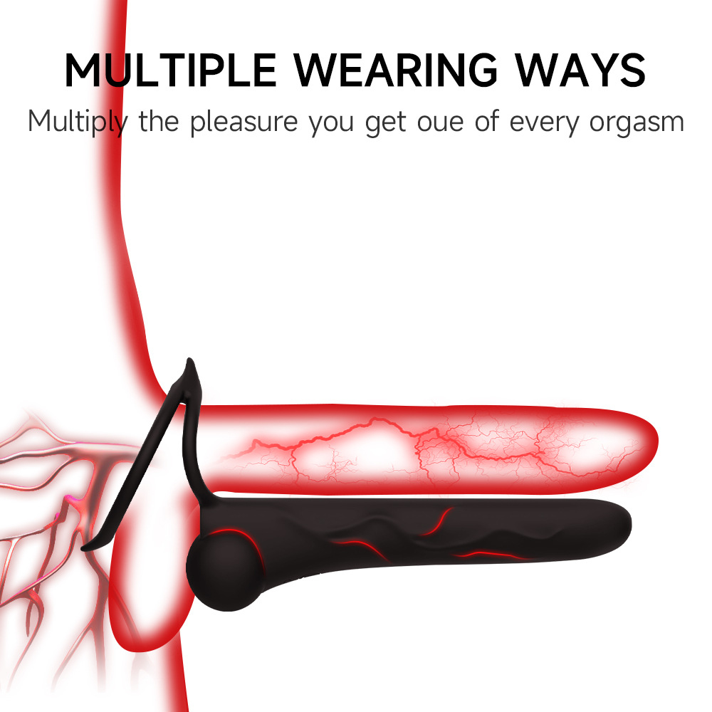 Men's Double Ring Delay Vibrating Cock Ring for Prolonged Stimulation and Performance Enhancement