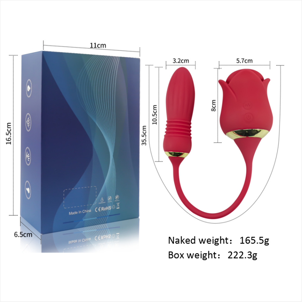 Red Rose Vibrating Tongue Licking Stimulator - Dual Stimulation for C-spot, G-spot & Anus | Vibrating Egg Massager for Self-Pleasure