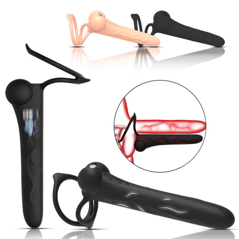 Men's Double Ring Delay Vibrating Cock Ring for Prolonged Stimulation and Performance Enhancement