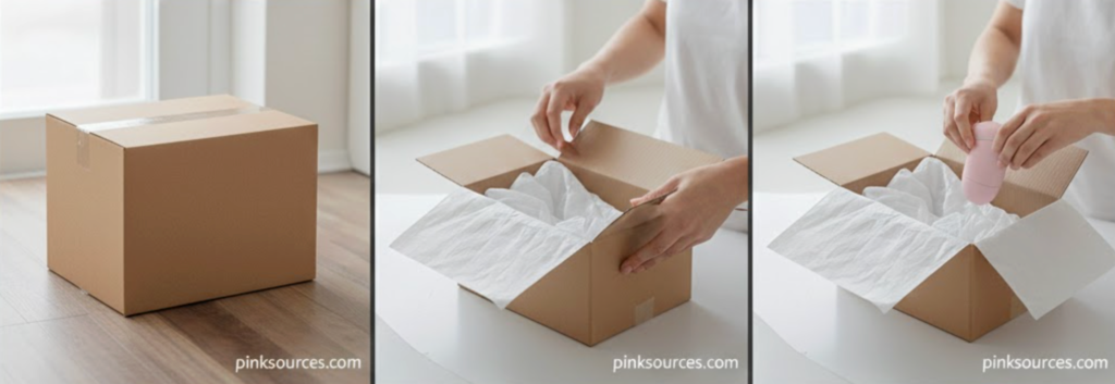 Secure and private delivery of premium adult toys with discreet plain box shipping policy at Pinksources